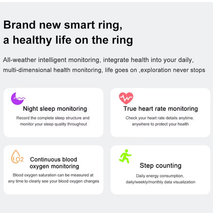 Smart Ring Health Tracker Monitor Heart Rate Monitor Sleep Monitori Step Counting Long Battery Life Multi Sports Modes