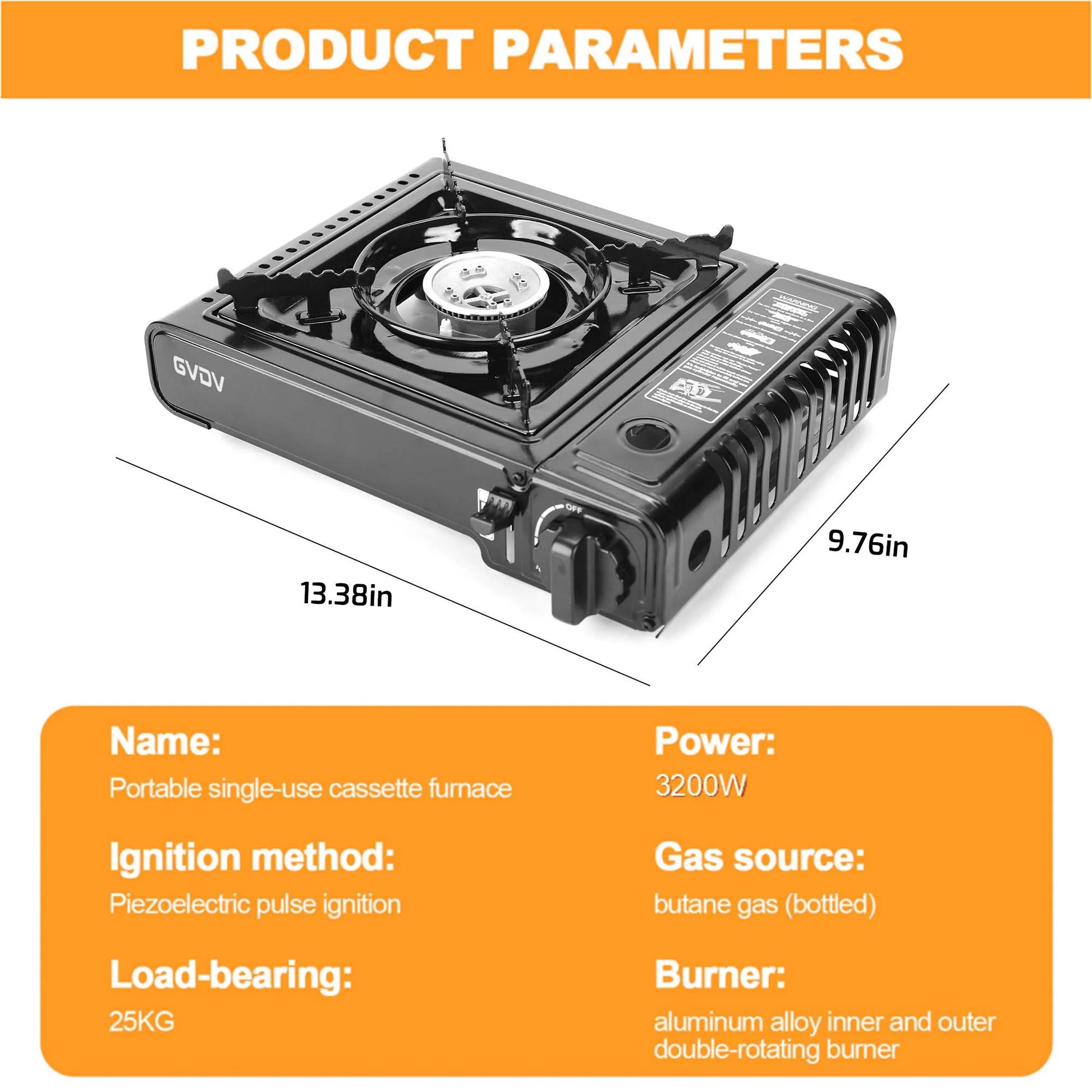 Portable Camping Stove, 1 Burner Butane Gas Stove with Updated Carrying Case